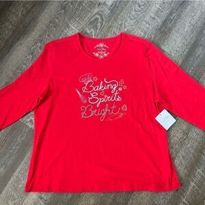 Coral Bay Baking Spirits Bright 3/4 Length Sleeve Top- Size 1X